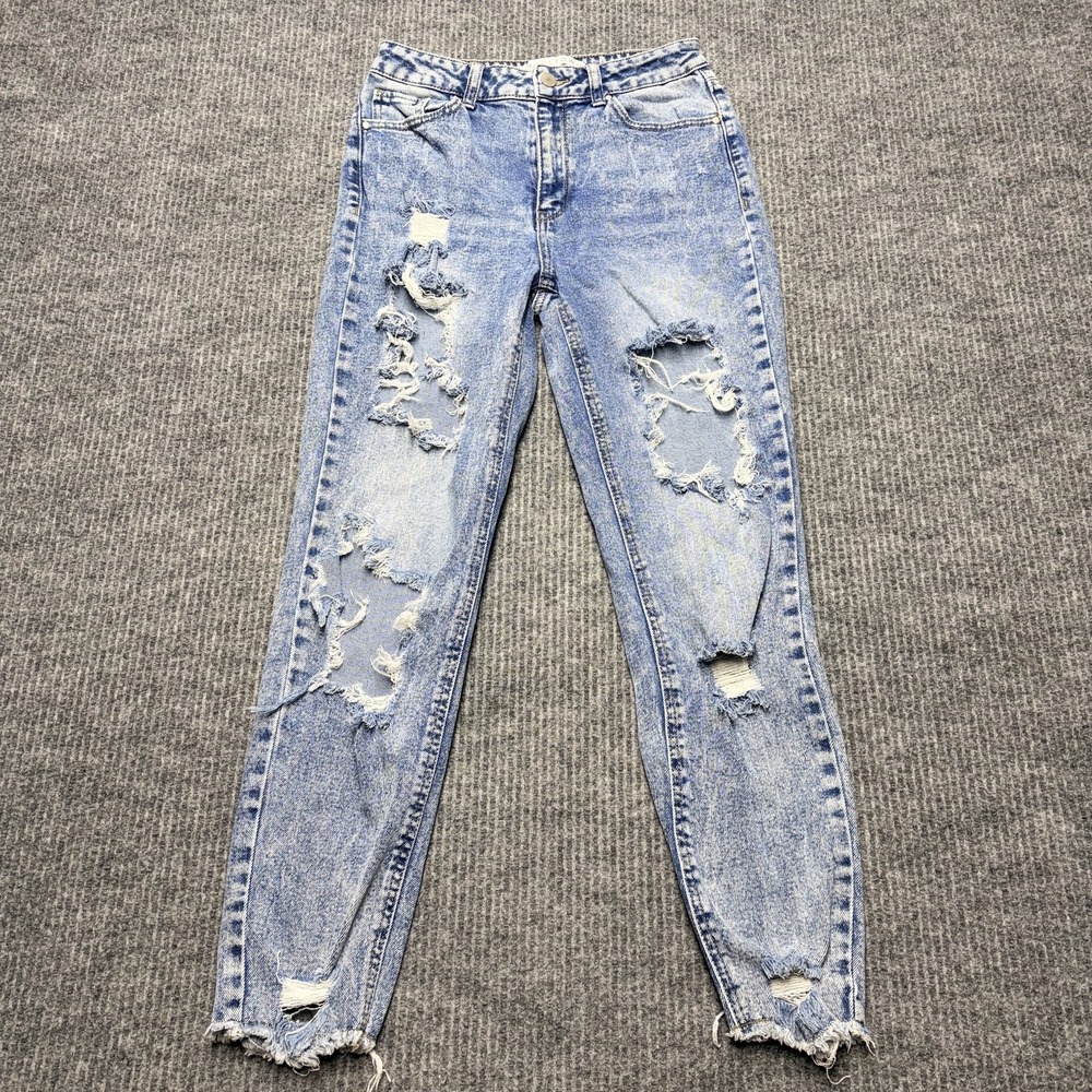 Tinseltown Skinny Jeans Juniors 5 Blue Acid Wash High Rise Distressed Denim